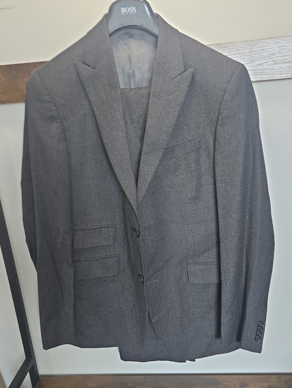 Joseph Abboud Charcoal Gray Two-Button Full Suit With Vest And Pants 34R